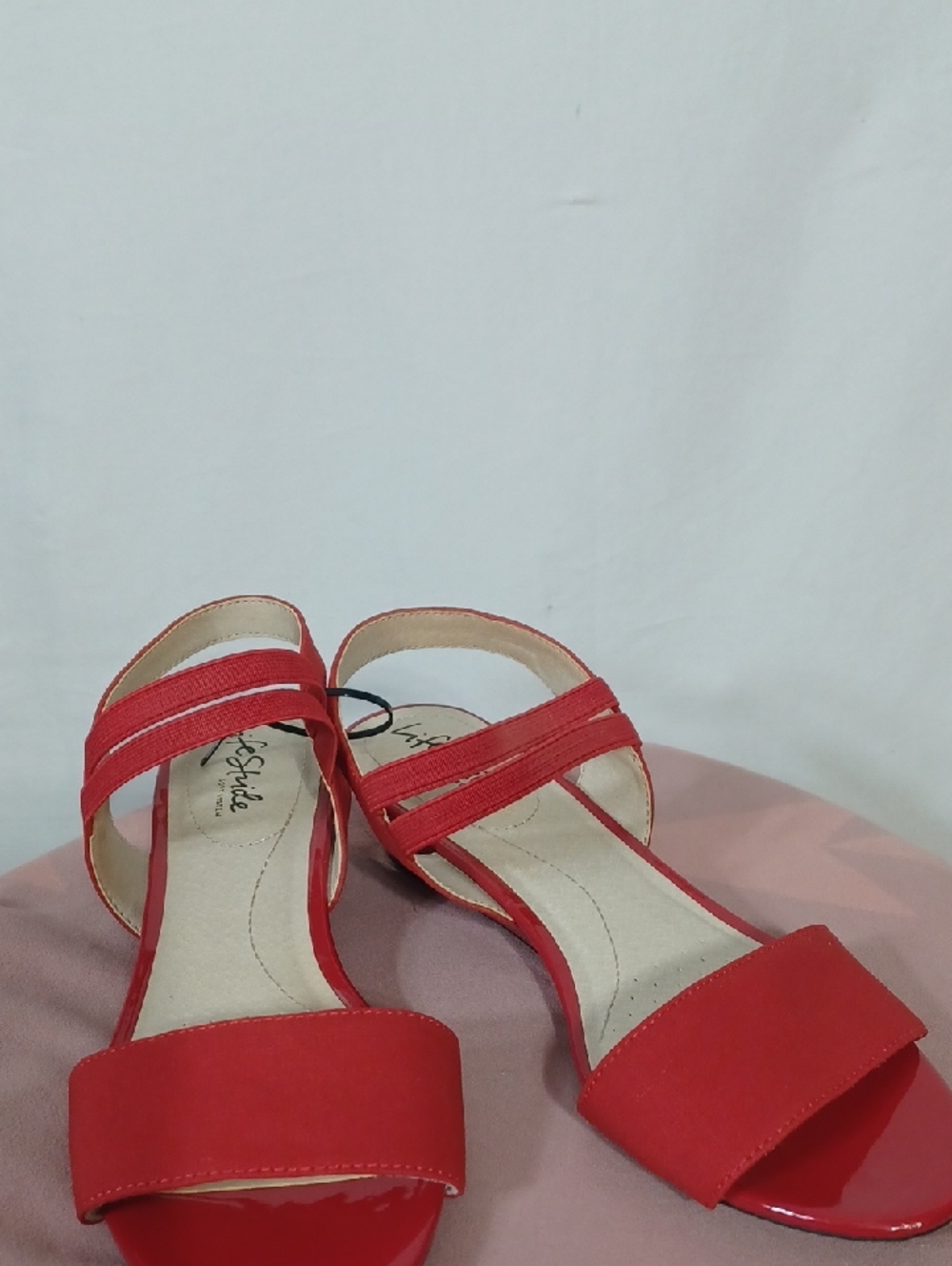 Life Stride Red Two-Strap Open-Toe Women's Sandals